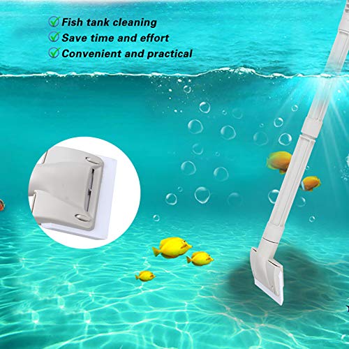 3 in 1 Aquarium Maintenance Tools Set,Aquarium Cleaning Tool Set,Glass Brush,Silicone Pad Scraper,Acrylic Scraper, with 2 Extension Tubes,Fish Enclosure Care for Acrylic