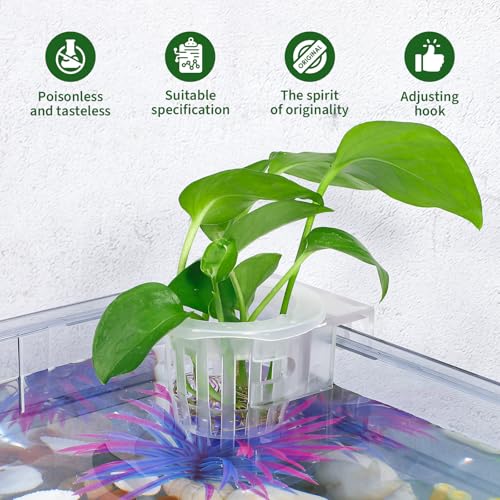 Hanging Aquarium Plant Holder Cup with Suction Cups 4-Pack Aquatic Plant Basket for Fish Hydroponic Planter for Aquatic Cultivation and Aquarium Decoration