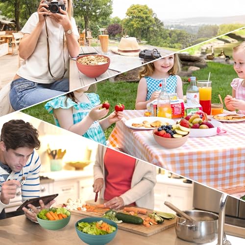 Quatish 10 PCS Unbreakable Cereal Bowls,Dishwasher & Microwave Safe Wheat Straw Bowls, Easy-to-Clean Lightweight Desserts & Soup Bowl, Portable for Picnics ，Snack Plastic Bowls Set,Black - color: Black