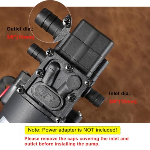 12V DC Water Transfer Pump with 2 Hose Clamps 12 Volt Diaphragm Pump Self Priming Sprayer Pump with Pressure Switch 4.5 L/Min 1.2 GPM 80 PSI for Weed ATV Marine Boat