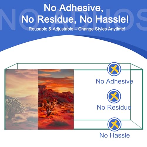 Aquarium Background & Terrarium Background – Ultra HD Static Cling, Tape-Free, Desert Sunset Design for Reptile Tank Decorations, Perfect for Bearded Dragon and Leopard Gecko Tanks 17.7 X 47.2 Inches - size: 17.7 X 47.2 Inches