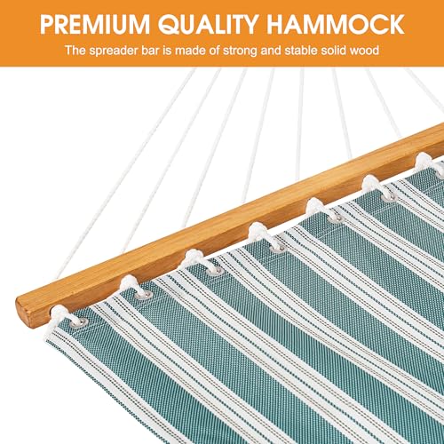 Lazy Daze Hammocks Quick Dry Hammock with Spreader Bar Textliene Fabric Double 2 Person Hammock with Chains Outdoor Patio Poolside Backyard Beach 450 lbs Capacity, Green Stripes - color: Green Stripes