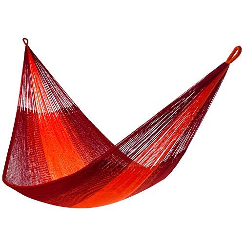 Handwoven Hammock by Yellow Leaf Hammocks - Family Size, Fits 2+ PPL, 550lb max - Weathersafe, Super Strong, Easy to Hang, Ultra Soft, Artisan Made - Color: Red - Orange - color: Sedona- Red and Orange, size: Fits 1-2+ People (550 lb. Capacity)