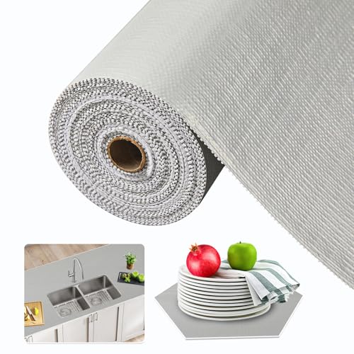 Beautysaid Shelf and Drawer Liner for Kitchen Cabinet, Non Adhesive Non Slip Shelf Paper Waterproof Washable Thickened for Dresser Pantry Shelve Bathroom Protector Liner(Light Grey,12 in x 20FT) - color: Light Grey, size: 12"W x 236"L