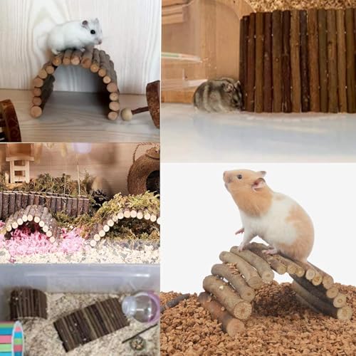 Hamster Bridge Rat Ladder Wooden Bridge Toy for Small Animals Cage Wood Ladder Natural Hideout for Guinea Pig Chinchilla Ferret Reptile (Pack of 2) (2 Ladder) - size: 8.0"L x 4.0"W