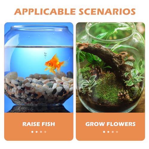 POPETPOP 7.08 Inch Plastic Fish Bowl Small Round Desktop Fish Tank Aquarium Clear Shatterproof Bowl for Home Office Decoration