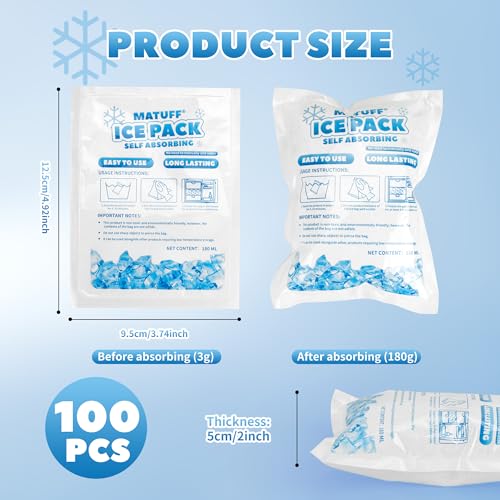 100 Pcs Reusable Ice Packs for Coolers (3.7''x4.9'') - Long-Lasting Gel Freezer Packs for Lunch Boxes, Shipping, Camping, Beach & Fishing | Keep Food/Drinks Fresh - style: 3.7''x4.9'' Packs of 100