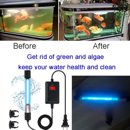 Aquarium UVC Clean Light Algae Clear Green Bloom Clean Fish Tank UVC Water Clean Lamp for Sump Pond Filter Tank (7W Without Timer) - size: 7W without Timer