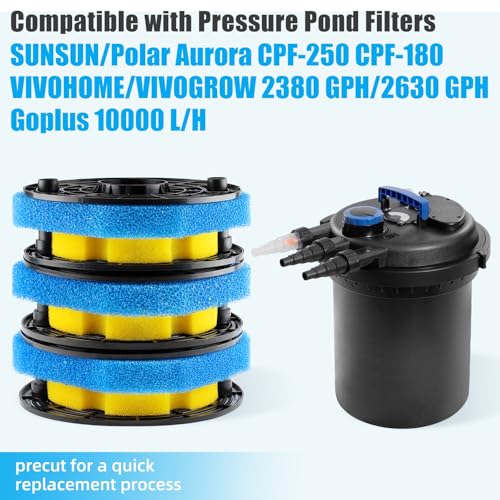 AQUANEAT Replacement Sponge Filter Media Pad Compatible with VIVOHOME/VIVOGROW 2380 GPH/2630 GPH or SUNSUN CPF-250/180 Pressure Pond Filter Foam Koi Fish