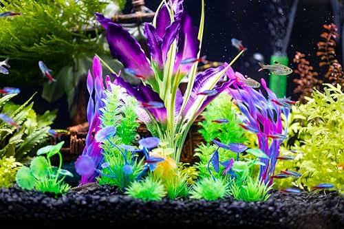 UNEAK Aquarium Plastic Plant Fish Tank XXL Decorations Medium/Large Resin Artificial Plants Flower Ornament Beta Goldfish Decoration Ornaments Freshwater & Saltwater Décor (Mix) - color: Plant Set Mixed Color
