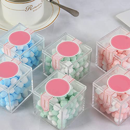 Acrylic Box with Lid Clear Square Cube Plastic Decorative Boxes Clear Display Box Wedding Birthday Party Decoration - size: 4 x 4 x 4 Inch