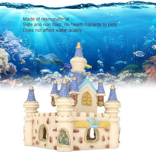 HERCHR Fish Tank Decorations, Castle Cave Hideouts & Resin Aquarium Decor Hiding Cave Ornament Fish Tank Accessories, Safe for Betta Fish