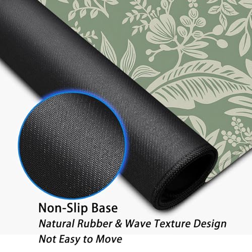 Green Plants Desk Pad Mouse Pad,Large Natural Fresh Mouse Mat with Stitched Edges,Non-Slip Rubber Base Elegant Mousepad for Office PC Keyboard Laptop and Home Work Desk Mat(27.5X11.8 in) - color: Green Plants