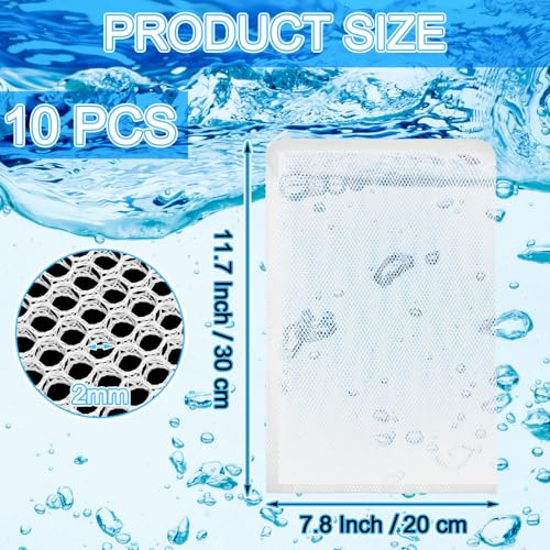 Abbylike 10pcs Large Filter Media Bag with Plastic Zipper 11.7" x 7.8" Reusable Media Bags for Aquarium Fish Tank Filter Bags - Mesh for Activated Carbon, Bio Balls, Ceramic Rings - size: 11.7" X 7.8"