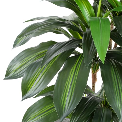 Artificial Dracaena Tree with White Tall Planter, 5ft Tall Potted Artificial Dracaena Silk Plant, Fake Yucca Tree Plant, Home Office Floor Room Decor Plants Indoor Outdoor, Housewarming Gift - color: Dracaena Plant 5ft