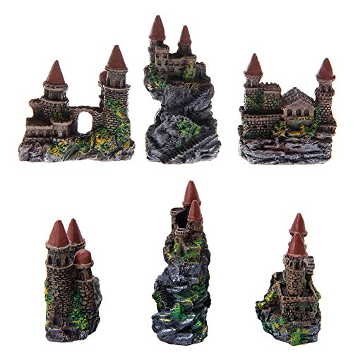 Aquarium Castle Decoration Small Resin Castles Hideouts Stone Cave Hide House Fish for Tank Accessories for Betta Shrimp Aquarium Decoration