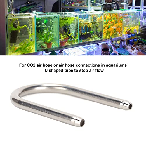 Zerodis Aquarium U Shape Tube, Fish Tanks Carbon Dioxide Air Bend Trachea Connecting Pipe Stainless Steel Tube CO2 Connector for Aquarium Fish Tanks Co2 Oxygen Tubing