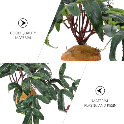 Ciieeo Simulation Plant Decor for Reptile Habitat, Dark Green Reptile Pet Case Ornament, Decorative Landscape Accessory for Aquarium and Terrarium Use