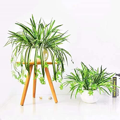 GBESTWOOW Artificial Spider Plant Hanging Vine Fake Greenery for Home Garden Office Wedding Decoreation 2pcs - size: 25 inch
