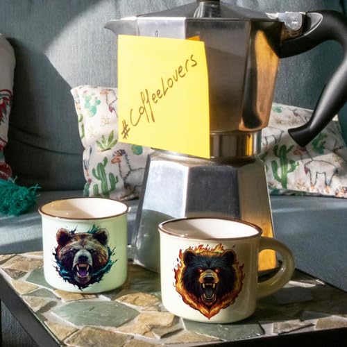 arricraft 10 Sheets Beast Theme UV DTF Cup Wrap for 16OZ Glass, Bear Head Rub on Decals PVC Transfer Stickers for DIY Cups Wood Funiture 24x11cm/9.4x4.3inch - style: Beast Theme