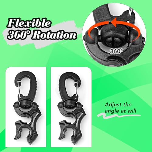 3 Pieces Scuba Hose Holder Clip, Double BCD Hose Diving Clips with Snap Hook Buckle for Scuba Diving Snorkeling Equipment Accessories - color: Black