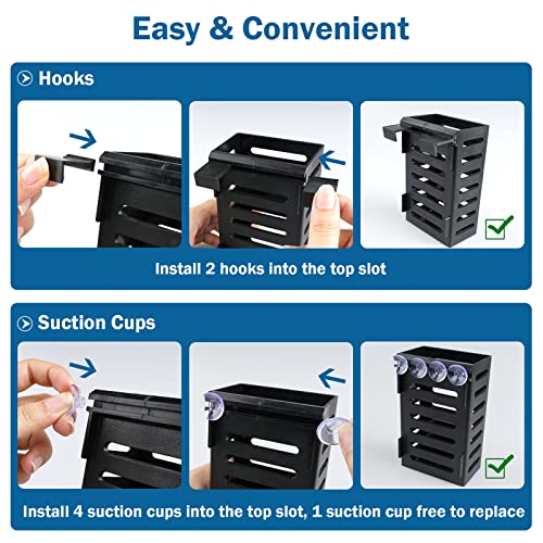 Aquarium Plant Holder 4 PCS Aquatic Plant Pot with 24 Hooks and 20 Suction Cups for Fish Tank Aquarium Planter and Aquascape Decorations (Black) - color: Black