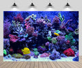 17x10ft Undersea Aquarium Backdrop Fish Tank Underwater Coral Tropical Fish Background World Fish Tank Diving Holiday Fishing Party Decoration Photo Props Wallpaper - size: 17x10FT