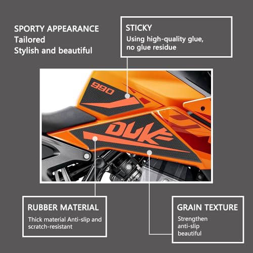 For 990 Duke DUKE990 DUKE 990 2024 motorcycle tank pad Fuel tank sticker accessories fuel tank pad anti-slip side fuel tank pad knee pad grip pad - color: DUKE990 orange