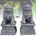 livelyfish Asian Fu Foo Dogs Statues A Pair of Two Guardian Lion Sandstone Figurine Pets Fish Tank Aquarium Landscape Ornaments Garden Feng Shui Decorations, M - size: Medium
