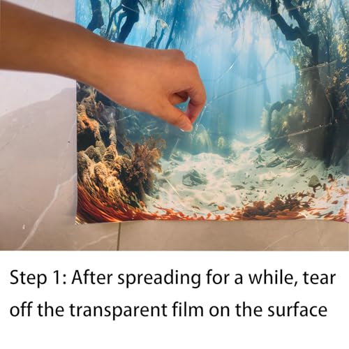 Natural Landscape Fish Tank Background, Aquarium Background, Boutique Aquarium Stickers,30cm,40cm,50cm,60cm,80cm (50 * 80cm, Ocean-4) - size: 50*80cm