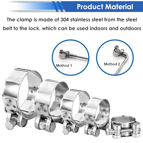 smseace 30Pcs 17-35mm T-bolt Hose Clamps 304 Stainless Steel 6-sizes Heavy Duty T bolt Hose Clamps with M8 and M10 Socket Wrenches - size: 17-35mm