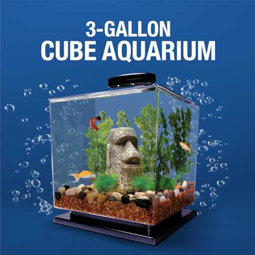 Tetra 3 Gallon Fish Tank, Aquarium Starter Kit with Pedestal Base, LED Light and Filter, For small tropical fish, guppies, goldfish, or betta - size: 3 Gallon
