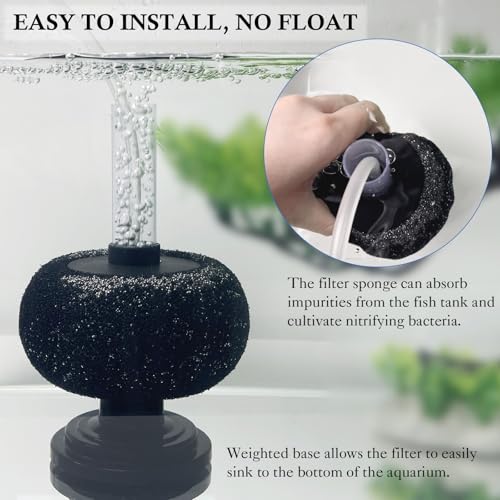 HITOP Diameter 4in Aquarium Bio Sponge Filter: 5-40gallon Air-Powered Fish Tank Filter, Quiet Filter for Aquarium/Betta Tank/Shrimp Tank/Fry Tank - style: Large 4in-1pack