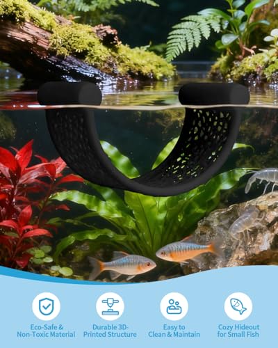 Floating Betta Hammock, Betta Fish Hammock, Floating Rest Platform or Small Aquariums, Nano Tanks, Shrimp, Corydoras, Betta Fish Tank Accessories, Fish Tank Decor, 3D Printed Aquarium Decor (Black) - color: Black