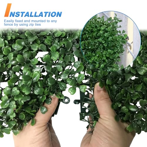 TANG 20"x20"-1PC Artificial Greenery Boxwood Panels Grass Wall Panel, Faux Privacy Fence Ivy Screens Backdrop Fake Hedge for Indoor Outdoor Wedding Décor, Dark Boxwood - color: Dark Boxwood, size: 20"x20"