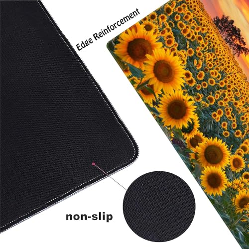 Sunflowers in The Sunlight Customized Large Extended Gaming Mouse Pad with Stitched Edges and Non-Slip Rubber Base,Suitable for Office and Home Use,31.5x15.7 Inches - color: Sunflowers in the Sunlight