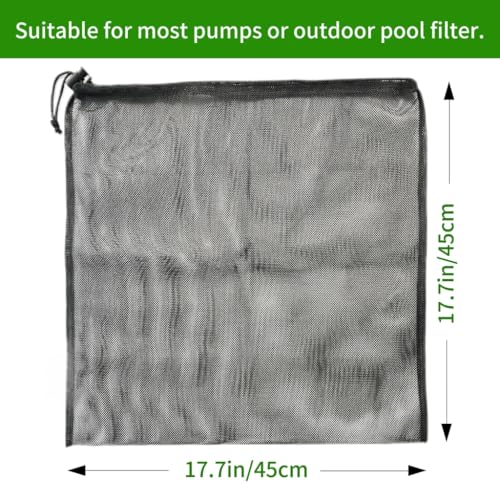 2 Pcs 17.7" x 17.7" Pond Pump Cover, Pond Pump Filter Bag, Black Media Bag Large Pump Mesh Bag for Outdoor Water Ponds Filters, Water Filter Pump, Outdoor Ponds, Garden, Swimming Pool (2Pcs)