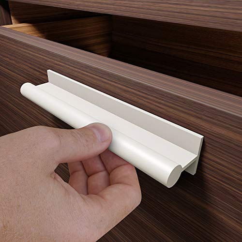 HRX Self-Adhesive Edge Fingerpull Door Handle - Easy to Install Screwless Peel and Stick on Glass, Wood, Metal, Plastic - Sliding Doors Knob for Kitchen Fronts, Drawers & Dressers Panels - 2 Pack - color: White