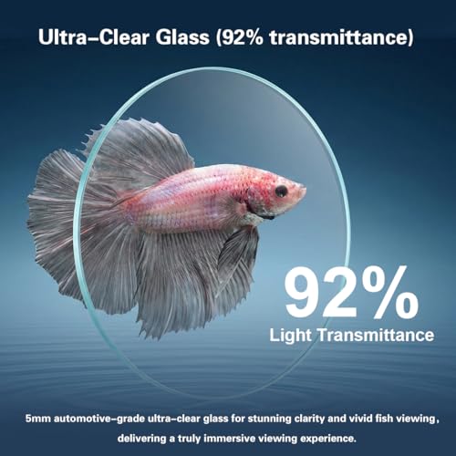 Betta Fish Tank,Aquarium Starter kit,1.8 Gallon Fish Tank Kit,Small Aquarium,Small Fish Tank,Ultra-Clear Nano Aquarium with Light,Filter,Cobblestone,Sand and Artificial Plants
