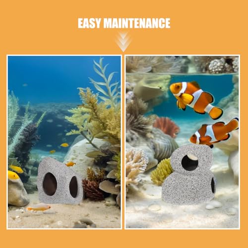 Toyvian 2pcs Aquarium Shrimp Breeding Cave and Fish Hideout Set, Purple Clay Pot Habitat, Compact Ceramic Shelter for Cichlids and Freshwater Fish Tank Landscaping and Hiding