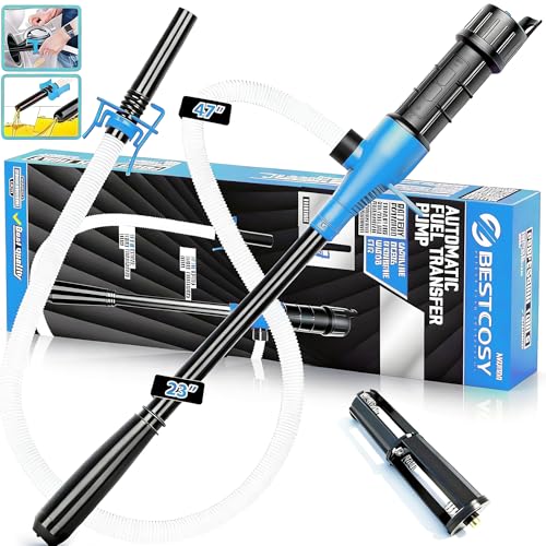 Portable Transfer Pump Battery Operated Electric Siphon Pump for Gas, Fuel, Diesel, Water Transfer 2.4 GPM Flow Oil Extractor, 47" Hose-Easy to Use Hand Fuel Pump, Multi-Use Siphon Transfer Pump(Blue) - size: 1 Pack Blue