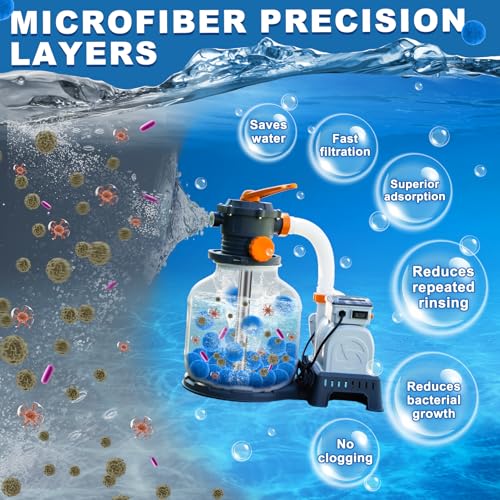 TTQ Pool Filter Balls for Sand Filter Systems, 3.3 Lbs Reusable Polyester Fiber Filter Media, Blue Filter Balls for Above Ground and Inground Pools