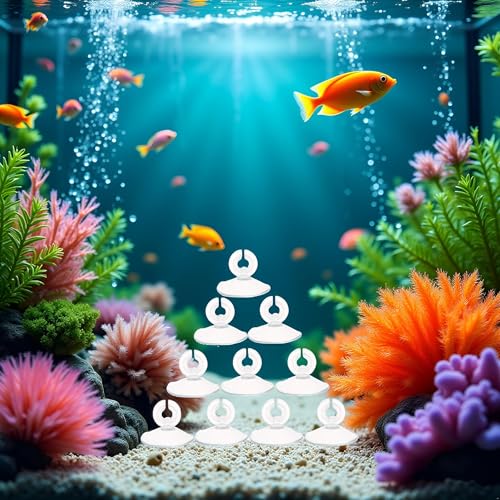 JJLFresheners 10Pcs Aquarium Suction Cup, Transparent Plastic Sucker with Clips Fish for Tank Pipe Hose Tube Holder Fish Tank Suction Cups Aquarium Air Pump Accessories (1.2in)