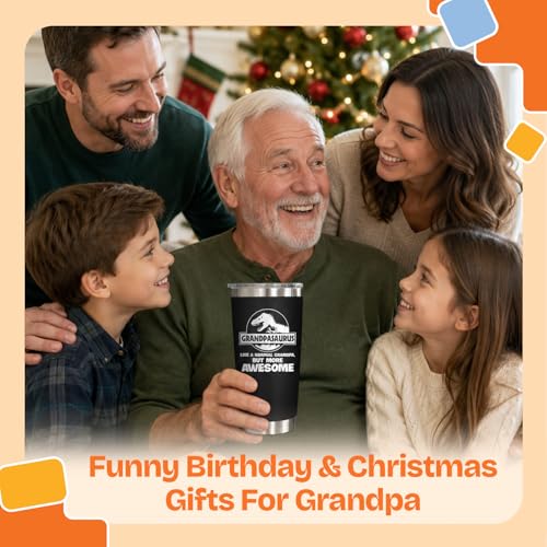 NewEleven Fathers Day Gift For Grandpa From Granddaughter, Grandson - Gift Ideas For Grandfather, New Grampa, Promoted To Grandfather, Grandchildren, Grandkid - 20 Oz Tumbler - color: Grandpa black