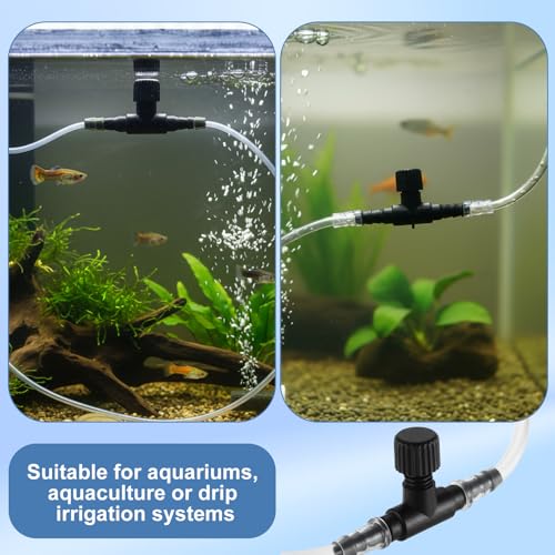 20 Pcs Aquarium Control Valve - T Shaped Aquarium Air Valves for 3/16" (4mm) ID Airline Tubing - Single Way Control Valve for Fish Tank Accessories