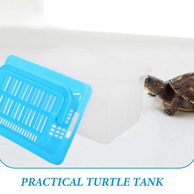 Kisangel Handheld Transparent Pet Storage Box Portable Small Turtle Feeding Aquarium Reptile Travel Carrier for Goldfish Tortoise Hamsters Lightweight Versatile Container for