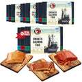 SeaBear Smoked Salmon Trio 18oz (Pack of 4) Fillets Gift Box – Wild Alaska Sockeye, Wild Pink & Coho Fillets, Shelf Stable, Ready to Eat, 18 Ounce (3 x 6 Ounce) Pack of 4, Filets - size: 18 Ounce (Pack of 4)