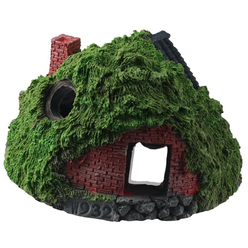 Aquarium Decoration Simulation Aquatic Resin House Simulation Thatched House Betta Hideout Cave for Fish Tank