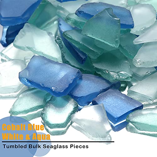 Jetec Sea Glass for Crafts Pieces Seaglass Decor Flat Frosted Sea Glass Ornaments Vase Filler Crushed for Beach Wedding Party Decor Home Aquarium DIY Craft Supplies,11 oz(Blue, White, Green) - color: Blue, White, Green, size: 11 Ounce (Pack of 1)