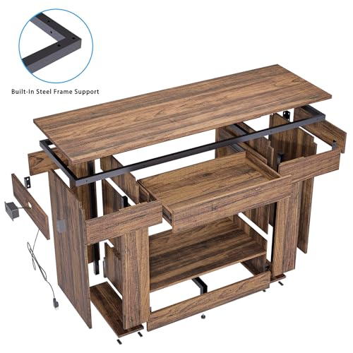 55–75/90 Gallon Aquarium Stand, 48 Inch Fish Tank Stand with Power Outlets & USB Ports, Heavy Duty Double Aquarium Stand for Turtle Reptile Terrarium, Farmhouse Tank Stand,Rustic Brown - color: Rustic Brown